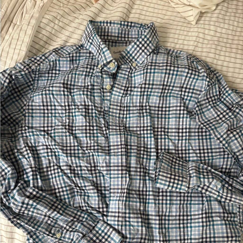 Goodfellow & Co Teal And Black Checkered Shirt
